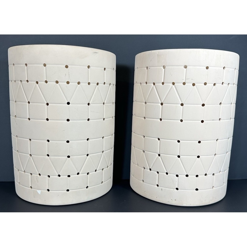 Southwestern Terrecotta Wall Sconces Blush Cylinder Porch/Coach Lights ~13"X9.5"